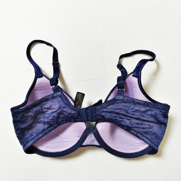 Natori Lightly Lined Purple Floral Lace Bra with Underwire - Picture 2 of 9